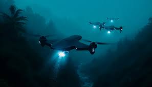 Дрон в ночном режиме — неон и тепловизионная цель